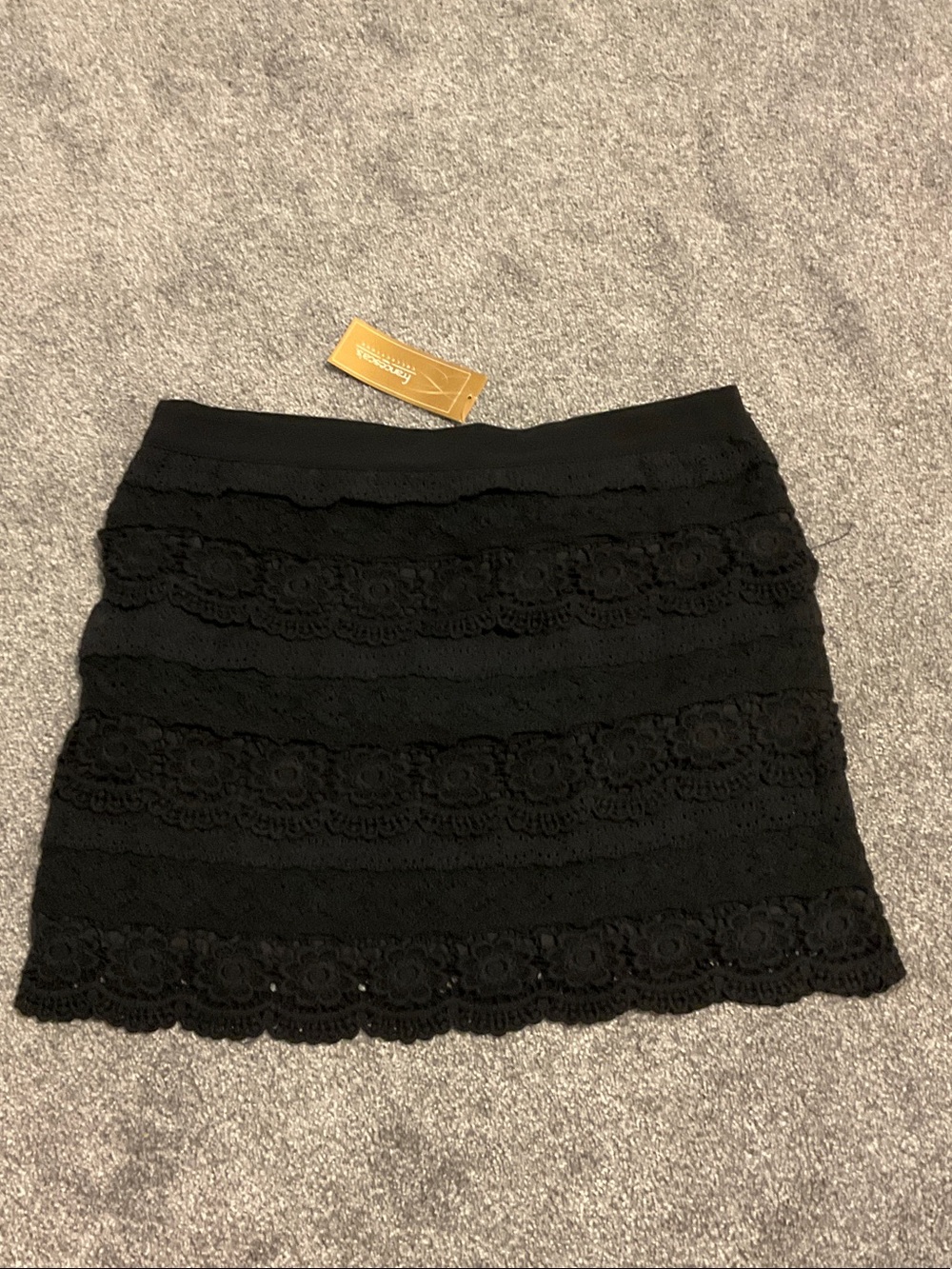 Francesca's Collections Black Lace Tiered Mini Skirt